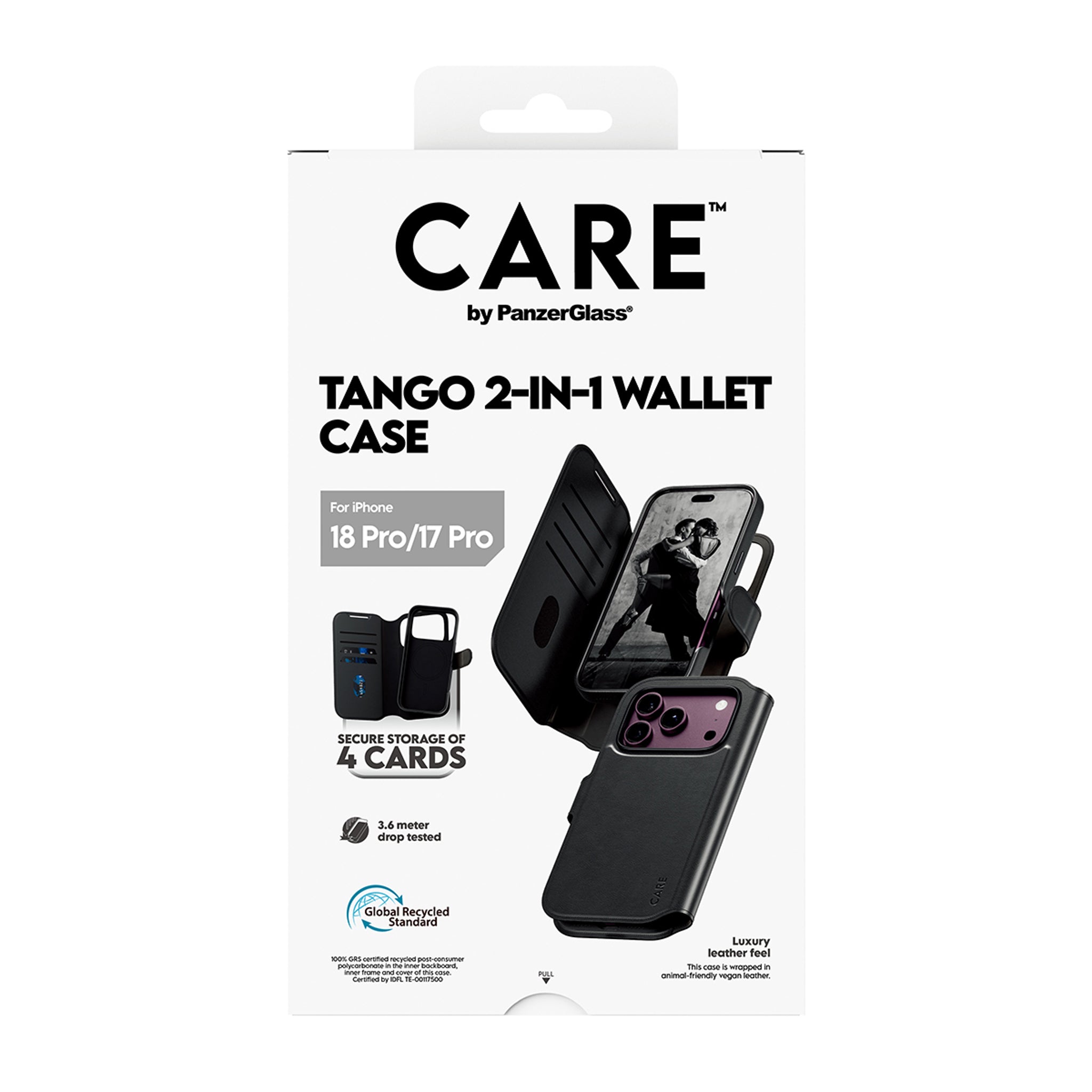 CARE™ by PanzerGlass® Tango 2-in-1 Wallet Case Black w. MagSafe iPhone 18 Pro | 17 Pro